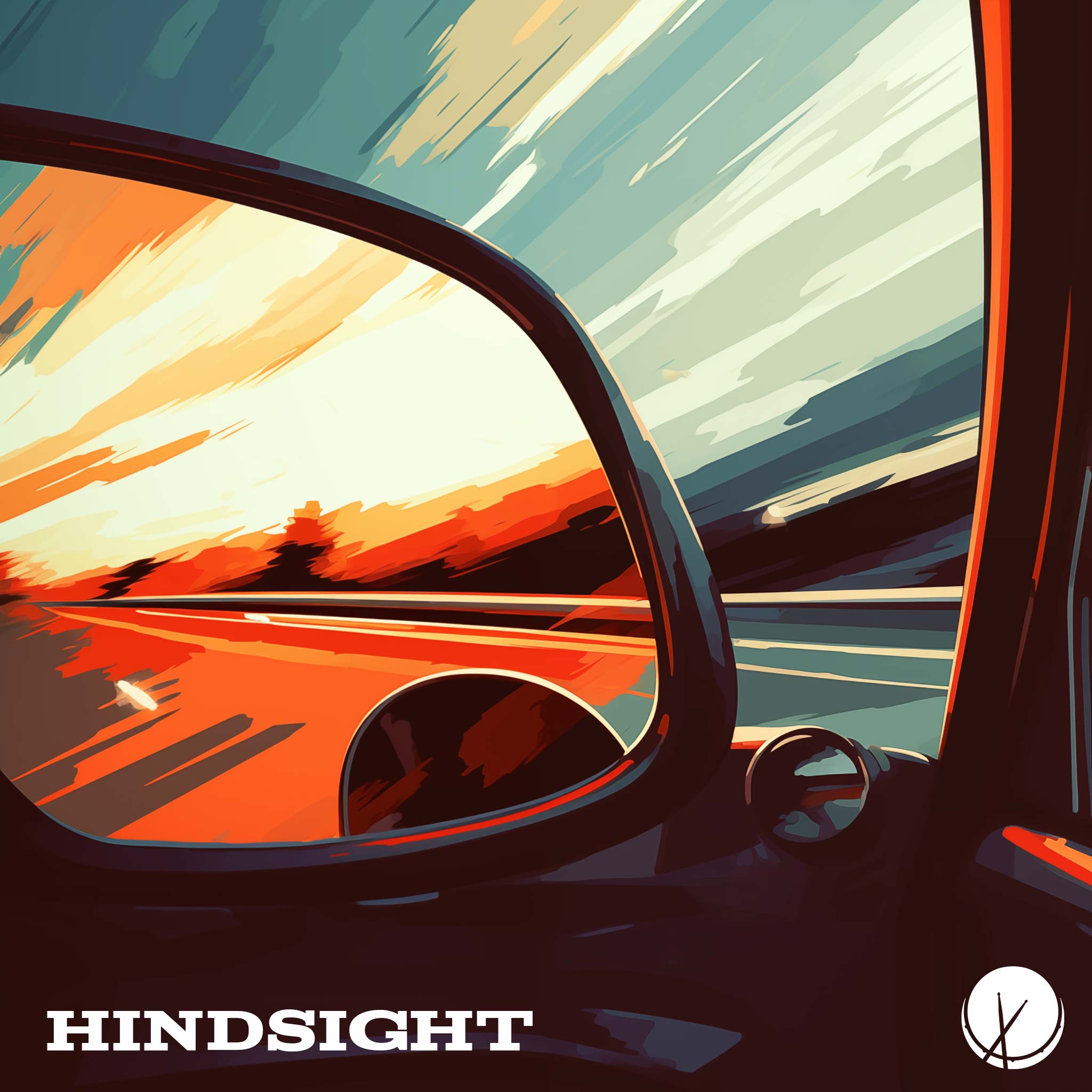 Hindsight Cover Art - Car Side View Mirror Illustration