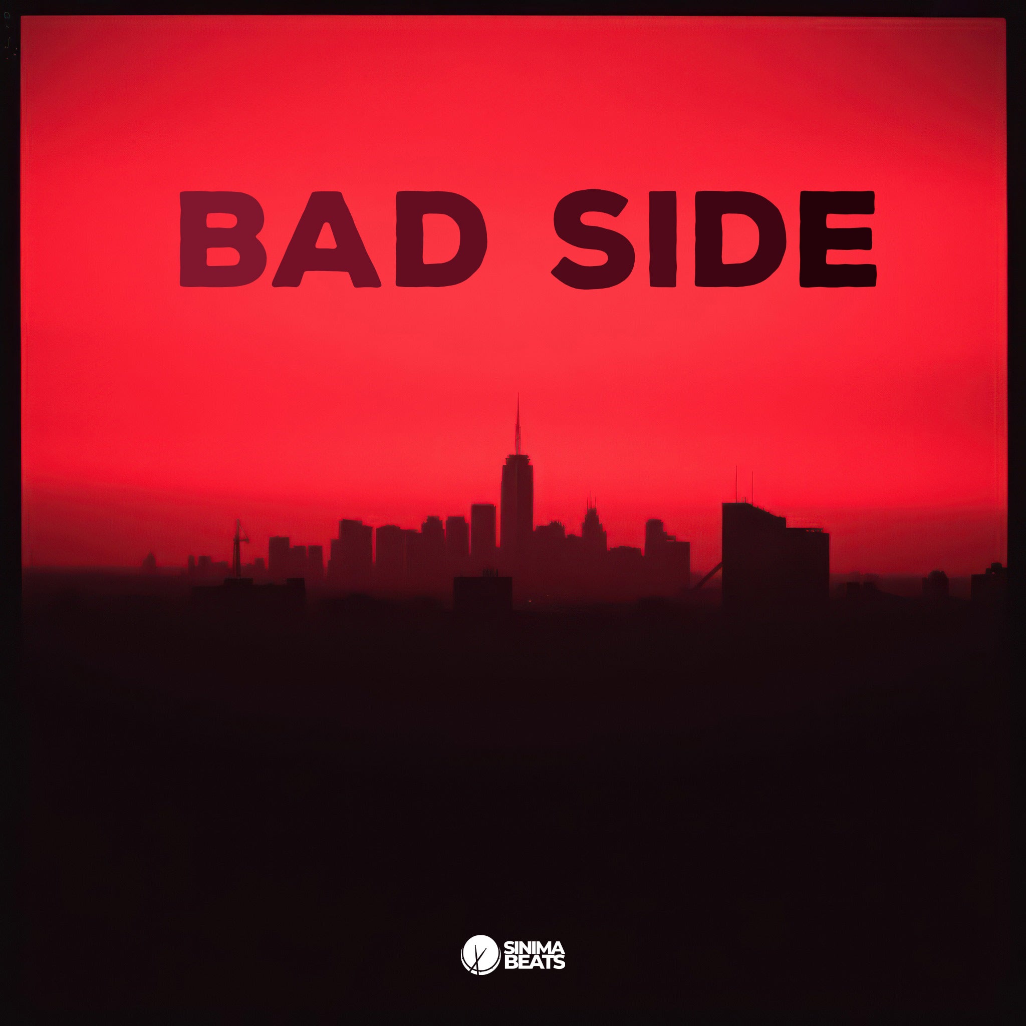 A striking skyline captured in the distance, featuring shades of red and black, with subtle clouds enhancing the dramatic effect of the cityscape. - Bad Side