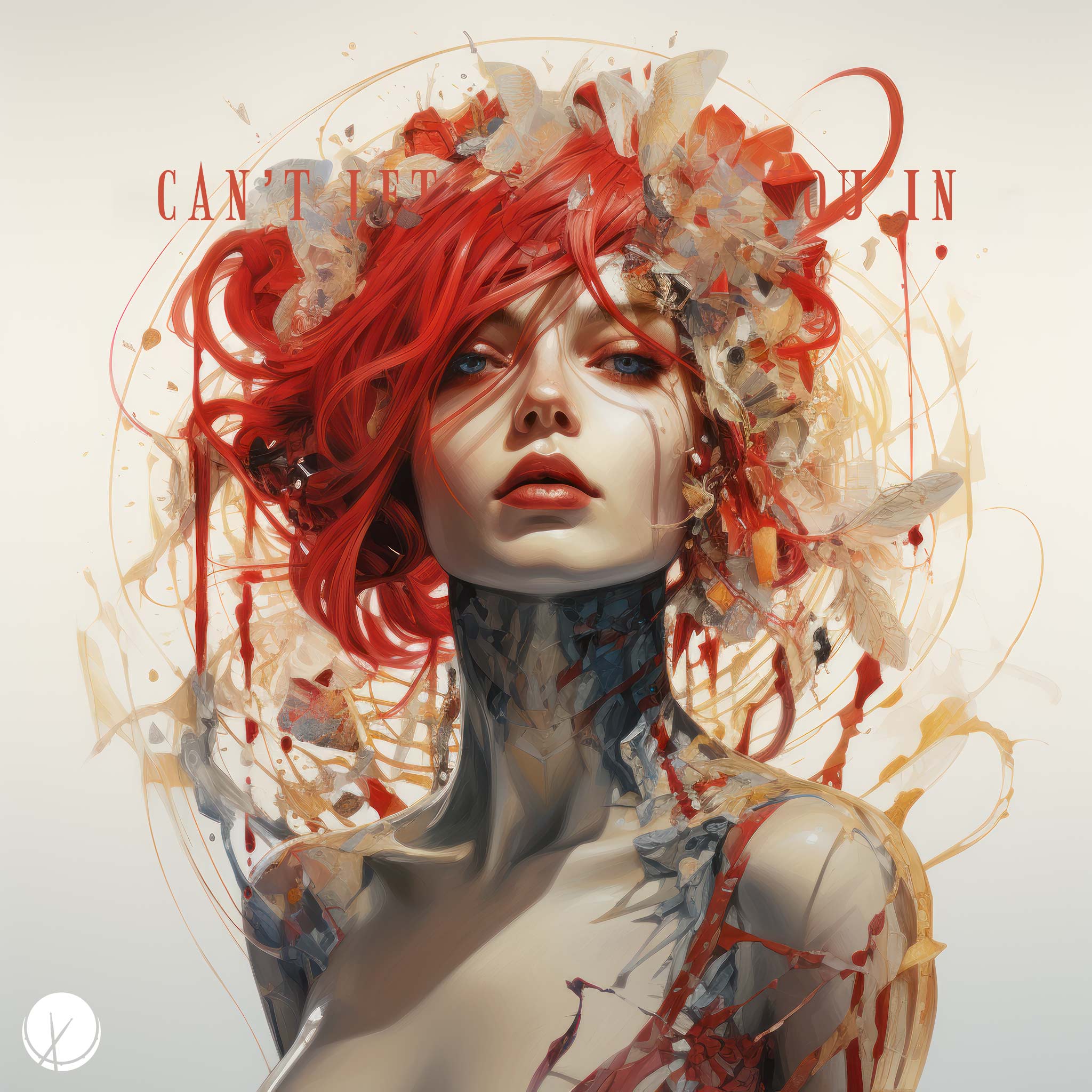 Illustration of Exotic Woman with Flowing Red Hair and Blue Eyes on a White Background - Can't Let You In