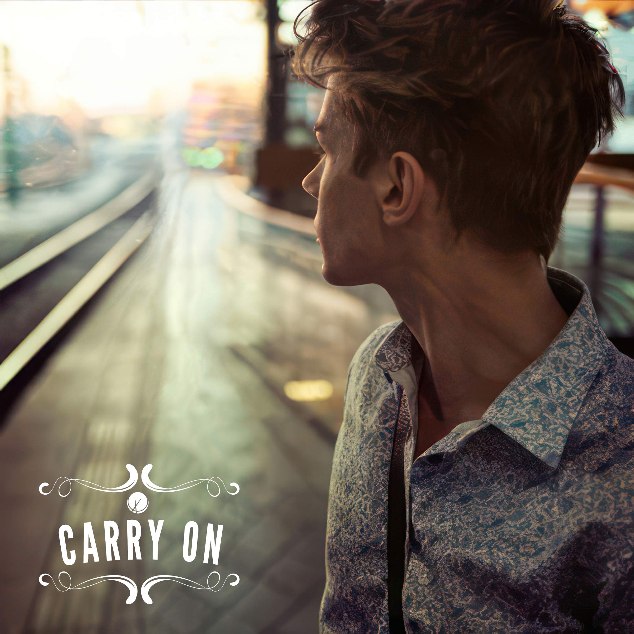 Carry-On – Solo Traveler Awaiting His Journey A determined young man stands confidently at the train platform, dressed in a short-sleeve dress shirt, with a shoulder bag slung over his side. The anticipation of travel lingers in the air as he waits for the train’s arrival, embodying the essence of adventure, movement, and new beginnings. - Carry On by Sinima Beats