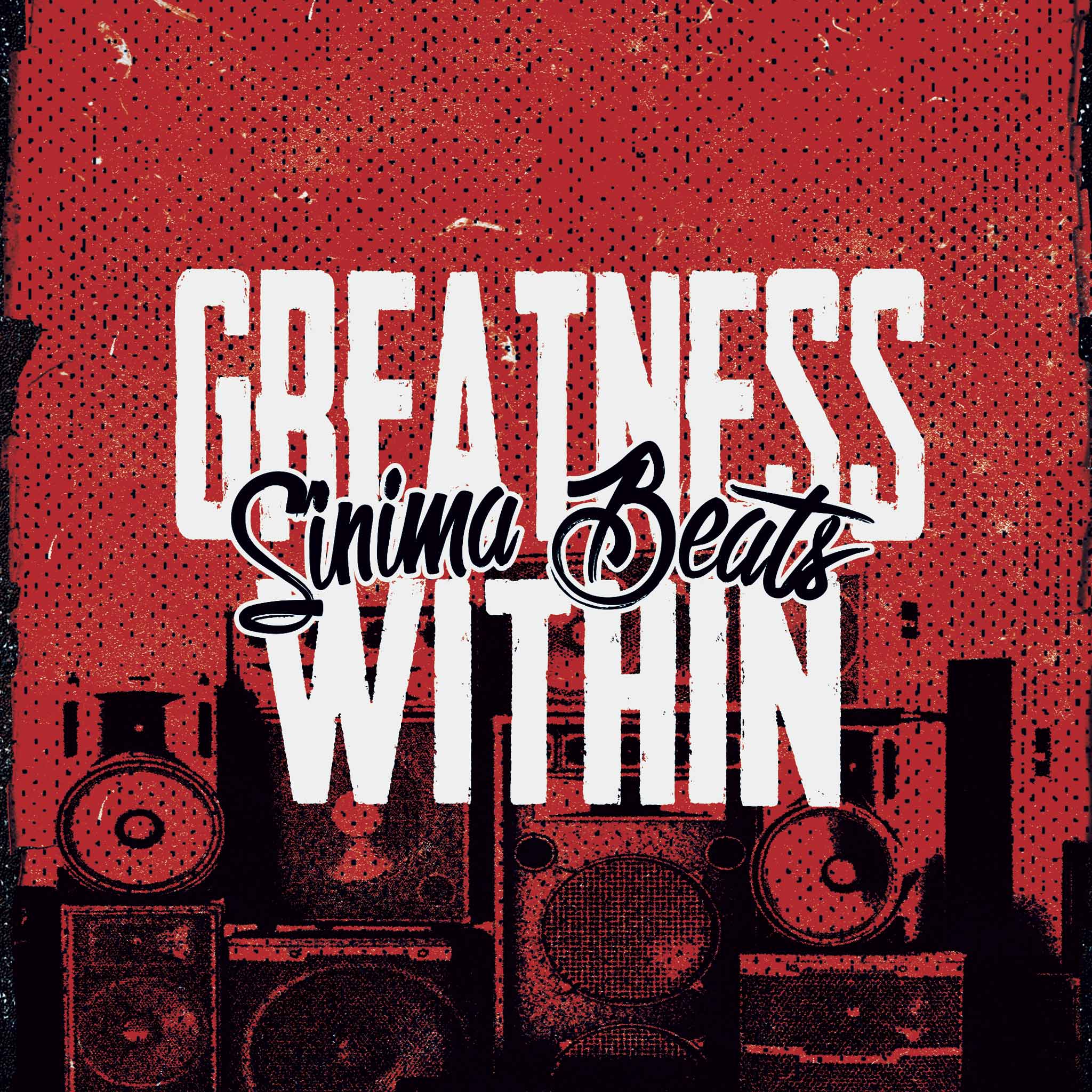 Red Rugged Hip-Hop Cover Art Design with Collage of Studio Monitors - Greatness Within
