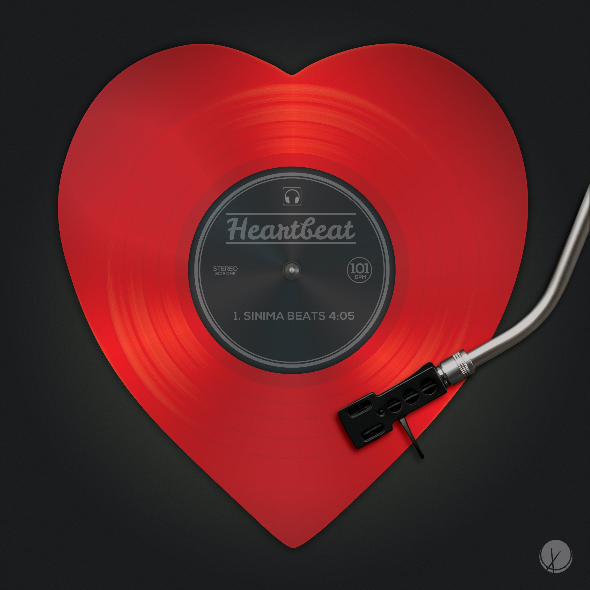 Heartbeat: Vinyl Record Player with the Shape of a Record Heart.