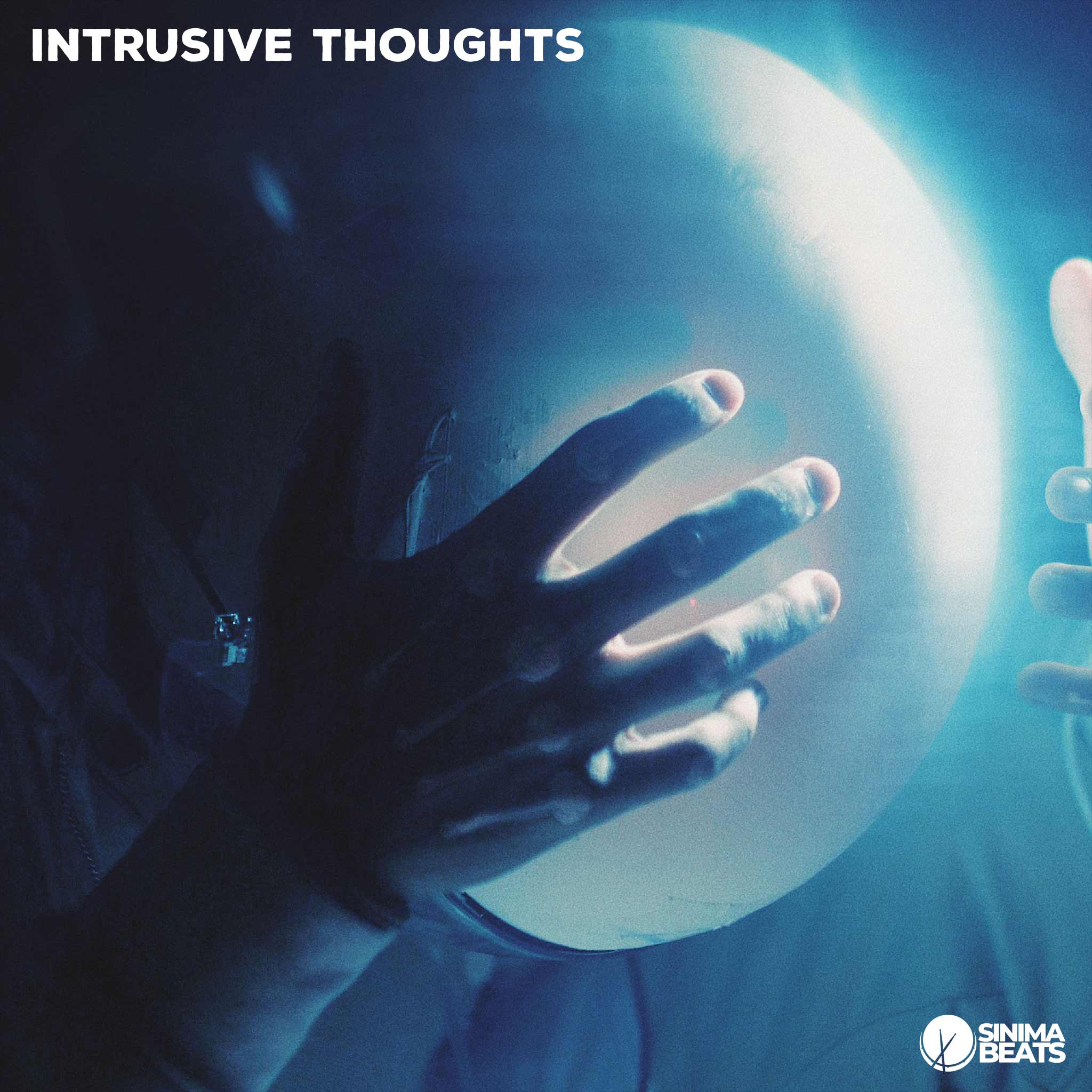 Intrusive Thoughts Image: A man wearing a round, glass fluorescent helmet with a glowing blue hue. His hands are raised, symbolizing the internal struggle of intrusive thoughts. The blue glow from the helmet represents the intensity and mental conflict, making this image perfect for discussions on mental health, psychological challenges, and the experience of intrusive thoughts.