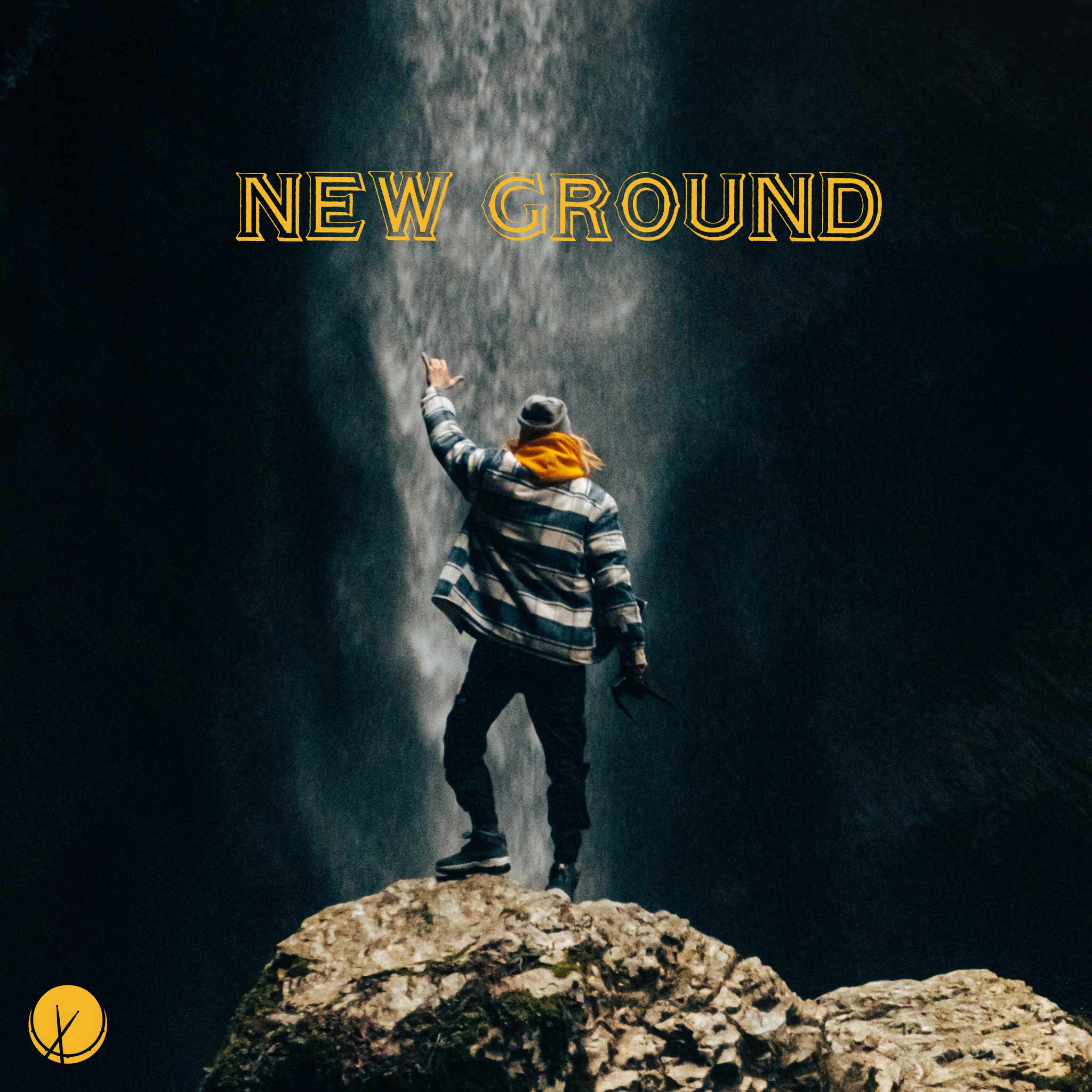 traveler-celebrates-on-high-rock-facing-waterfall-after-successful-climb-high-resolution