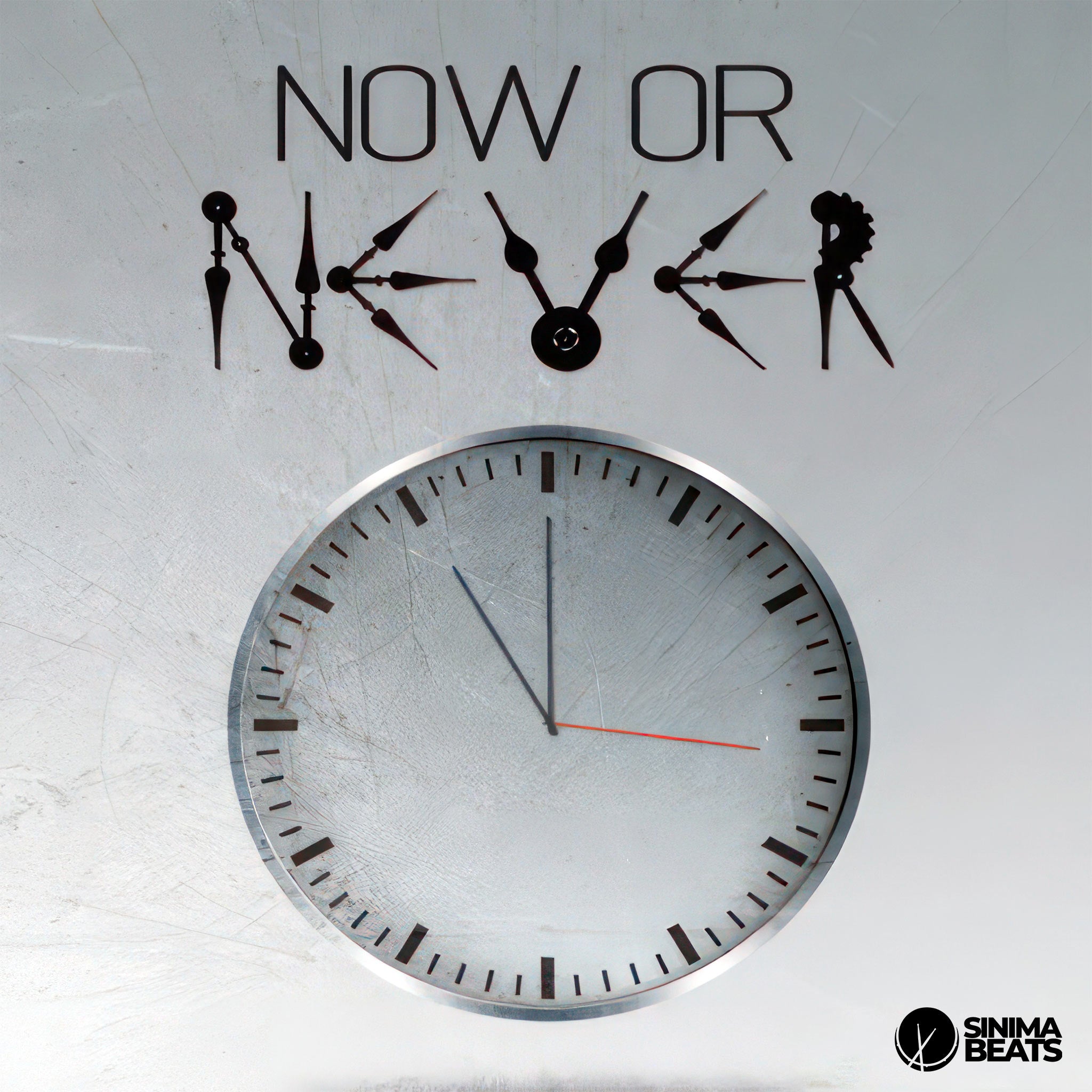 A close-up of a clock against a textured marble white background, highlighting the phrase 'Now or Never.' The clock's face is prominently displayed, emphasizing the urgency and significance of the moment. The elegant marble texture adds a sense of timelessness, reflecting the theme of seizing the present and making decisive choices.