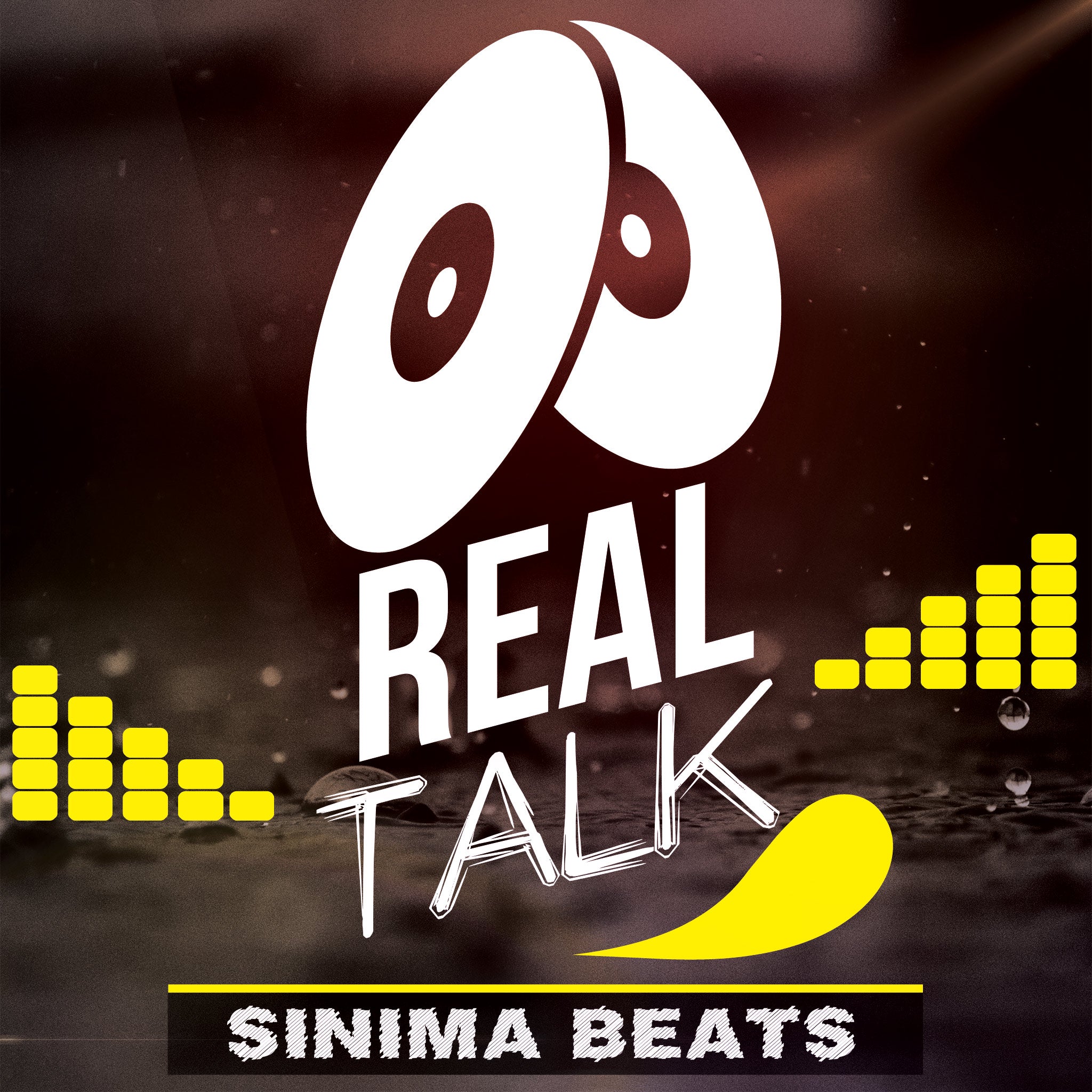 Hip Hop Cover Art with Light Particles and Yellow Equalizers, and Title Text. "Real Talk."