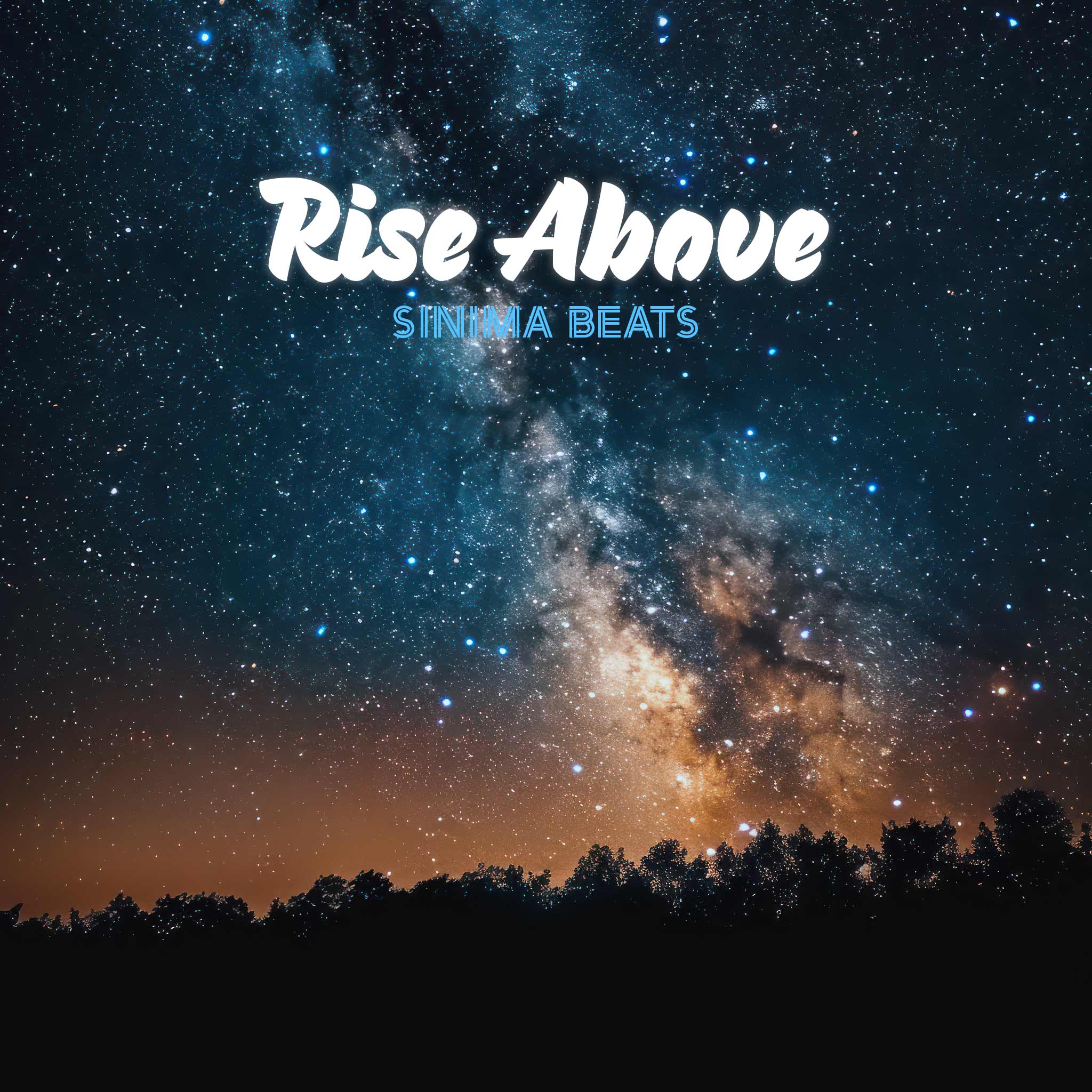 View of Space from Earth with Trees and Forest Silhouette, Galaxy, and Stars - Rise Above