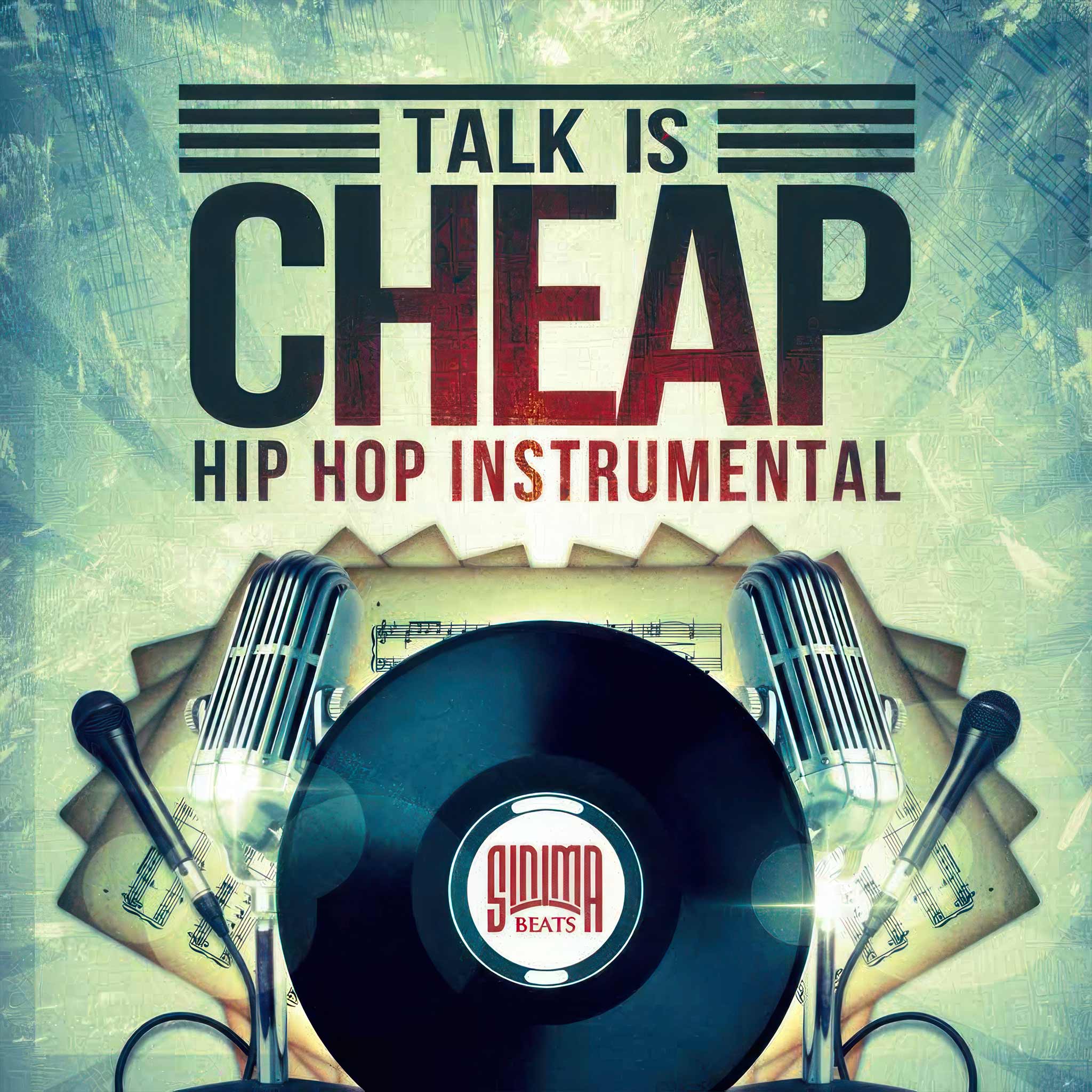 Vinyl Record, Microphones, Sheet Music in Green Hue - Talk Is Cheap