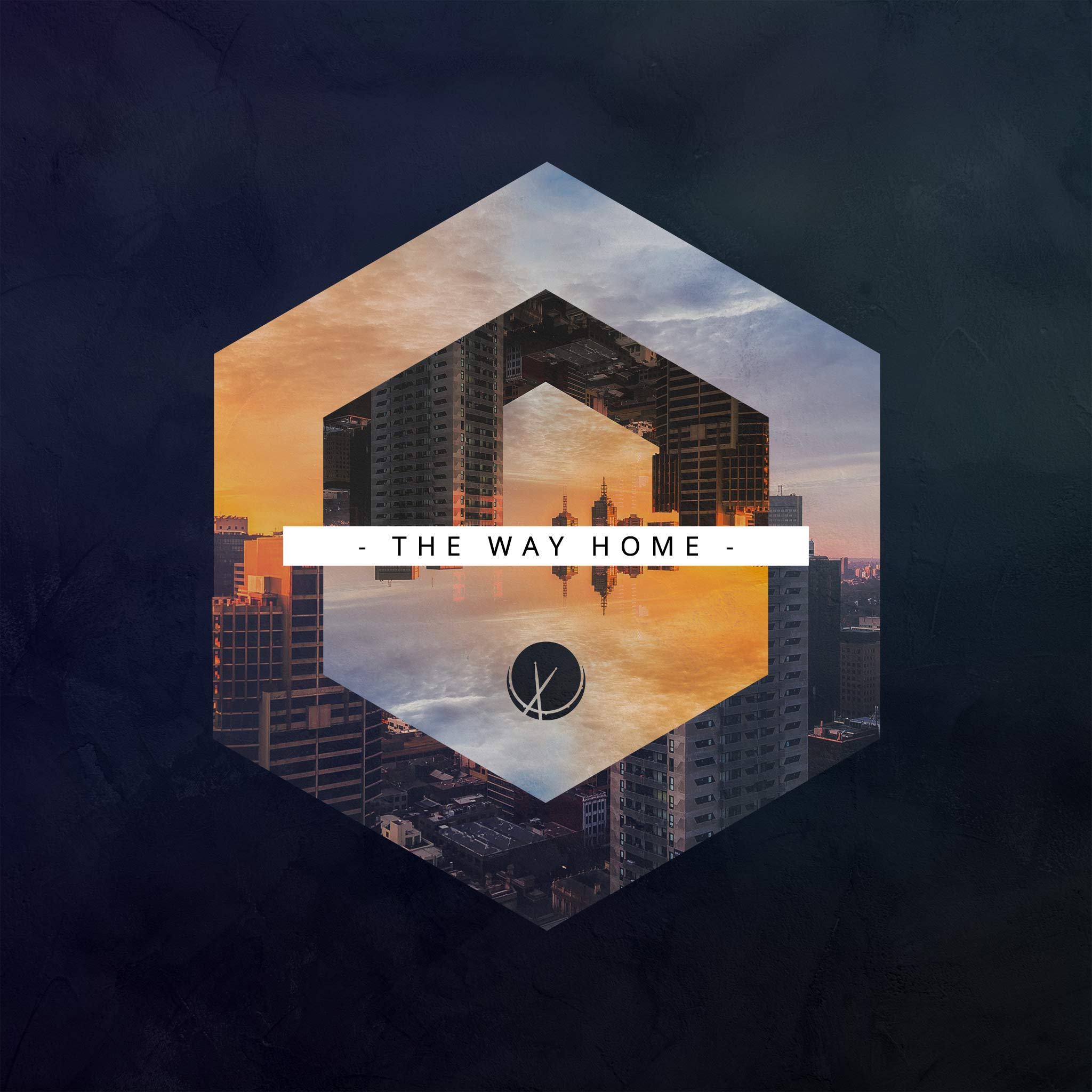 The Way Home: Sleep cover art design for Boom Bap Rap Instrumental. Royal Blue background featuring an urban city within a cube.