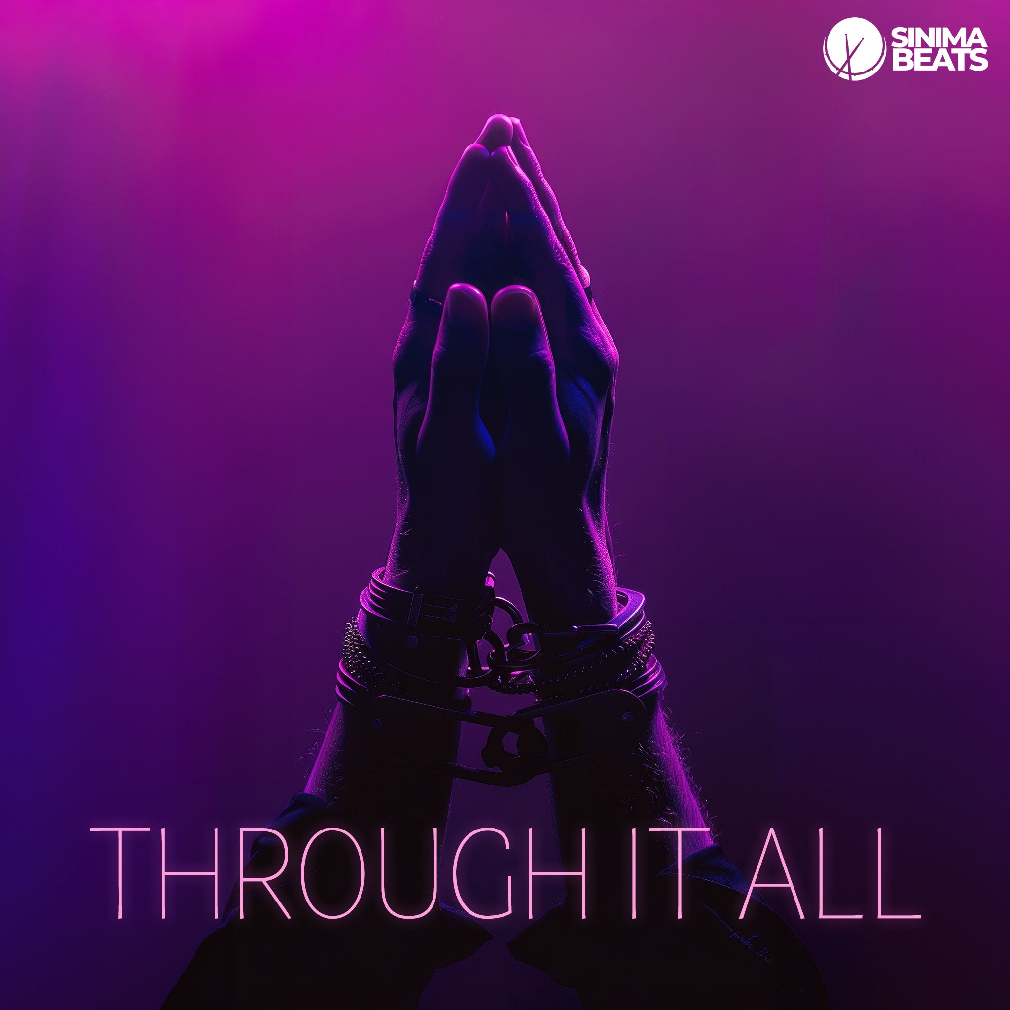 Close-Up of Cuffed Hands Together in Prayer with a Purple Hue - Through It All