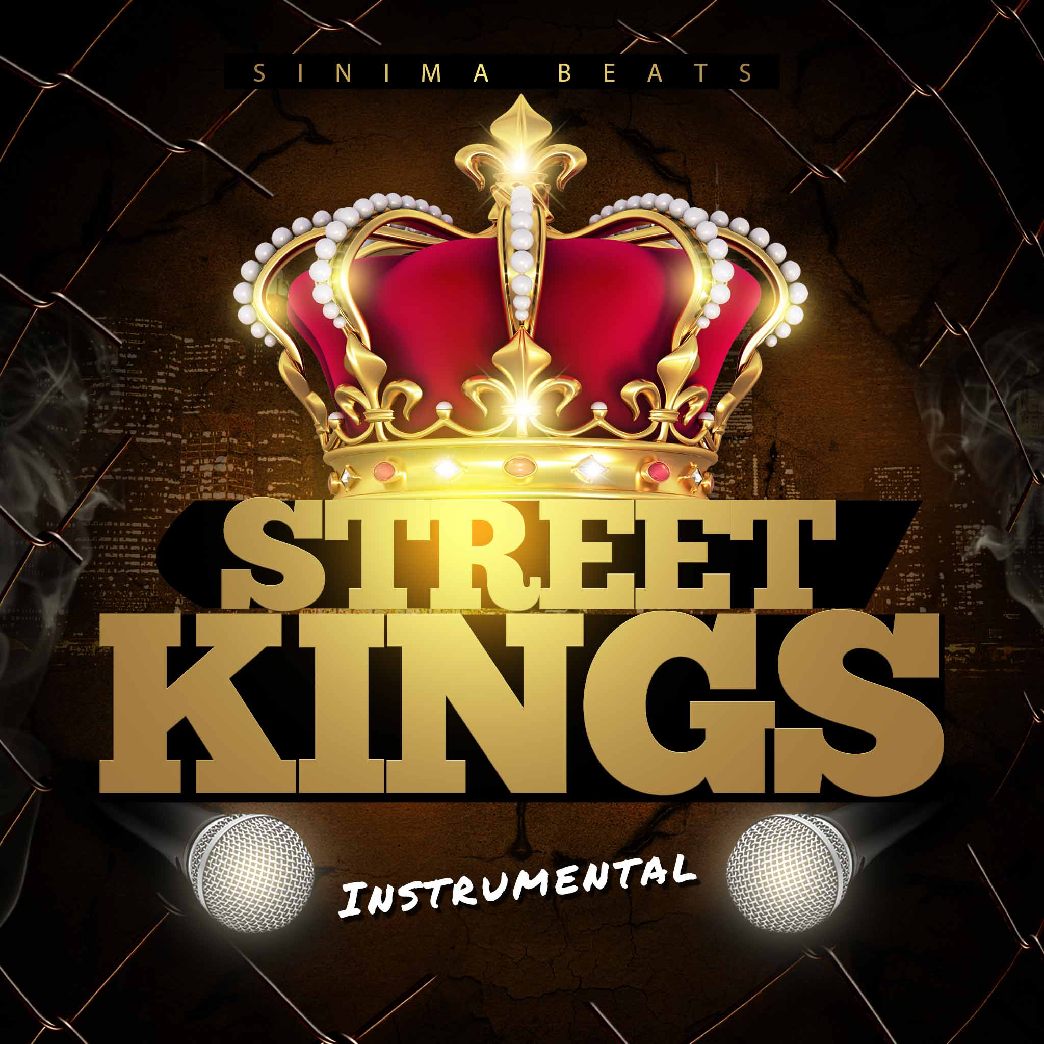 Street Kings Hip Hop Cover Art - Urban Design with Crown and Microphones